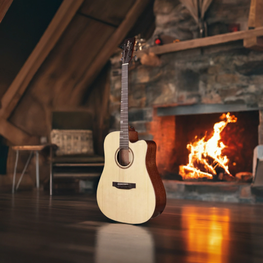Guitarra Electroacustica Tyma Hdc350S Con Fishman