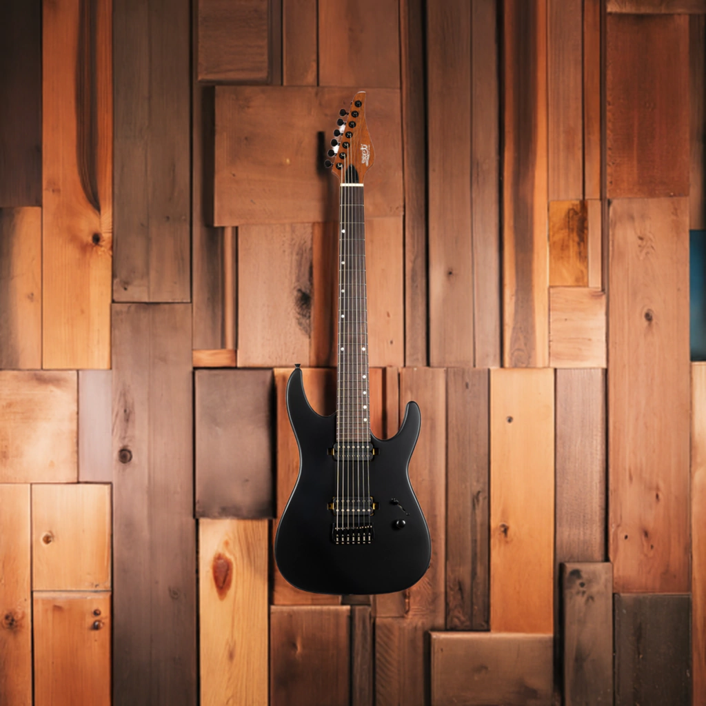 Guitarra Electrica Jet Guitars Js507 Stygian Satin Black Hh 7 Cuerdas