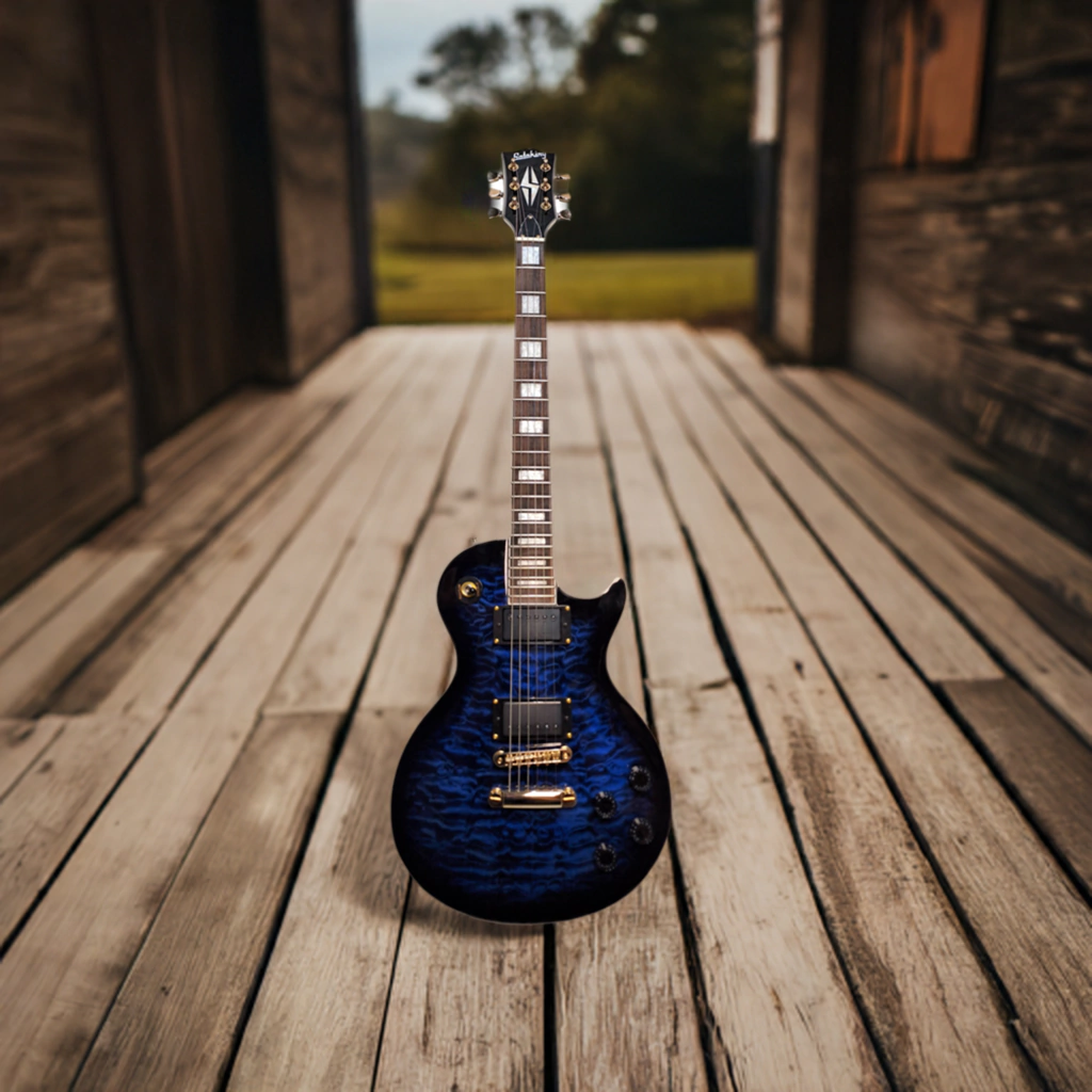 Guitarra Eléctrica Soloking Les Paul Sls60 Qm Deluxe Black Aqua