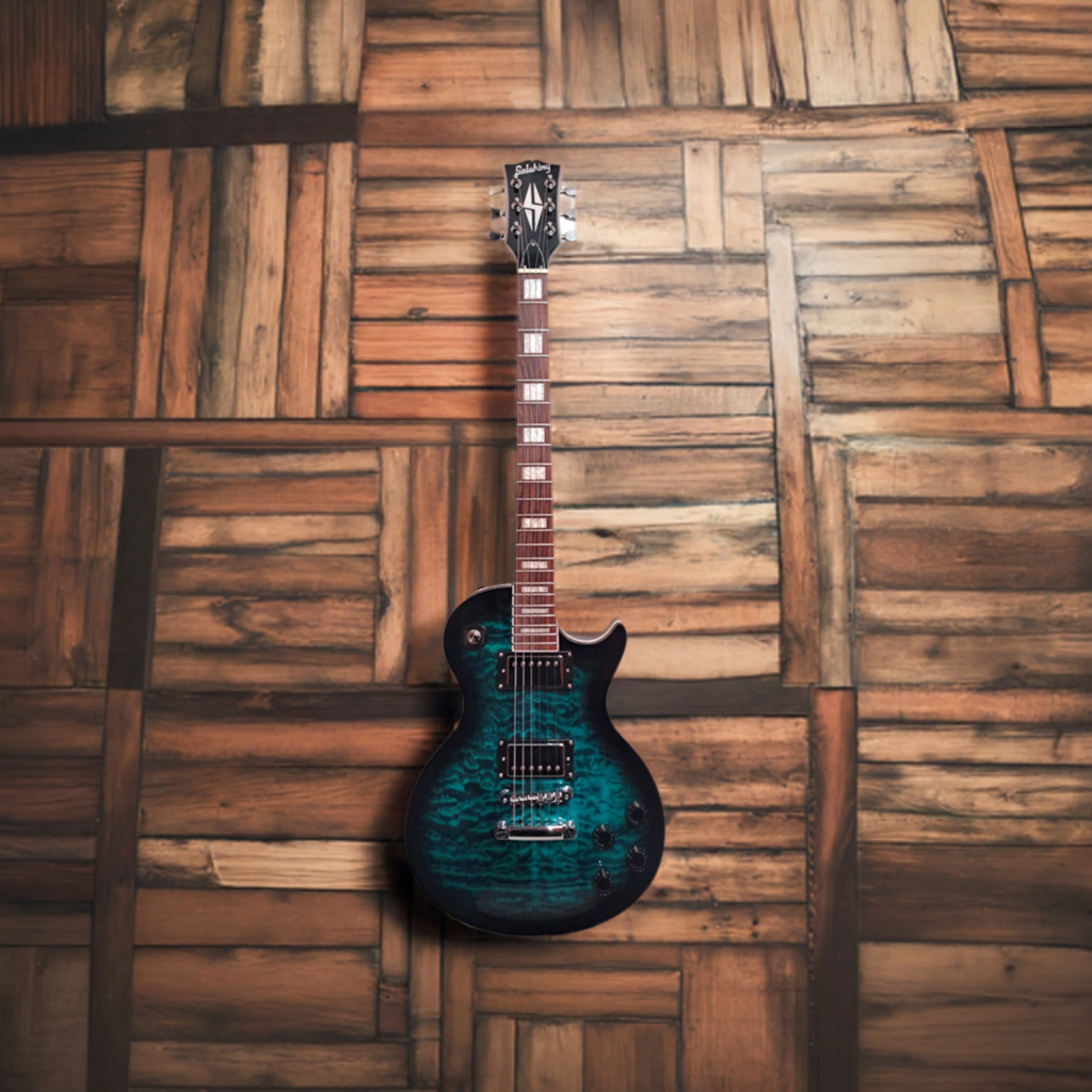 Guitarra Eléctrica Soloking Les Paul Sls60 Qm Deluxe In Teal Burst
