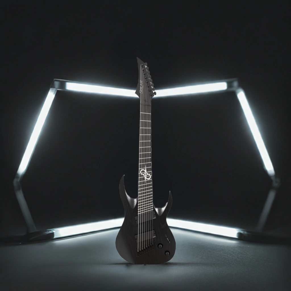Guitarra Electrica Solar A1.8Abop Ff Black Open Pore Multiescala 8 Cuerdas