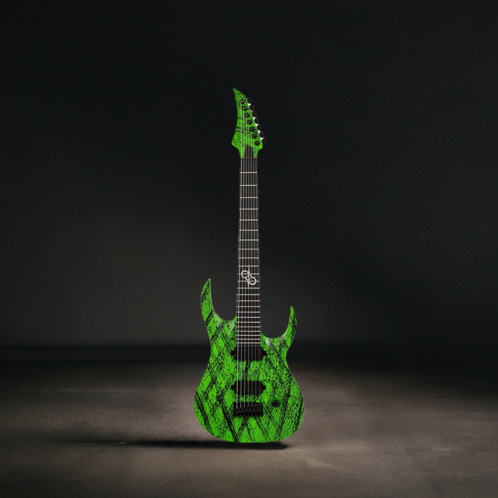 Guitarra Electrica Solar A2.7Gn Canibalismo+ Green Neon Open Pore Matte 7 Cuerdas
