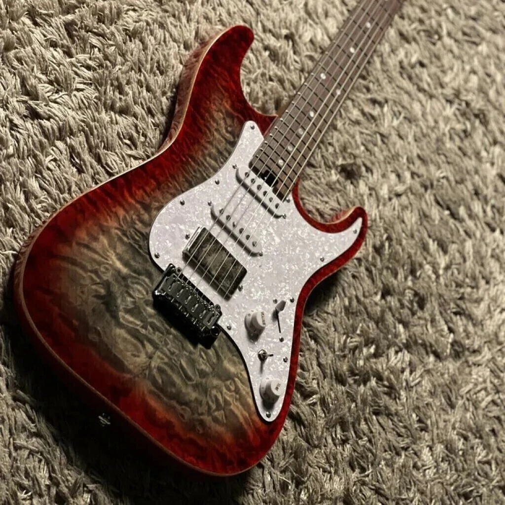 Guitarra Eléctrica Soloking Ms-1 Classic Mkii Flat Top In Sapphire Red Burst With 5A Quilt Top Nafiri Special Run
