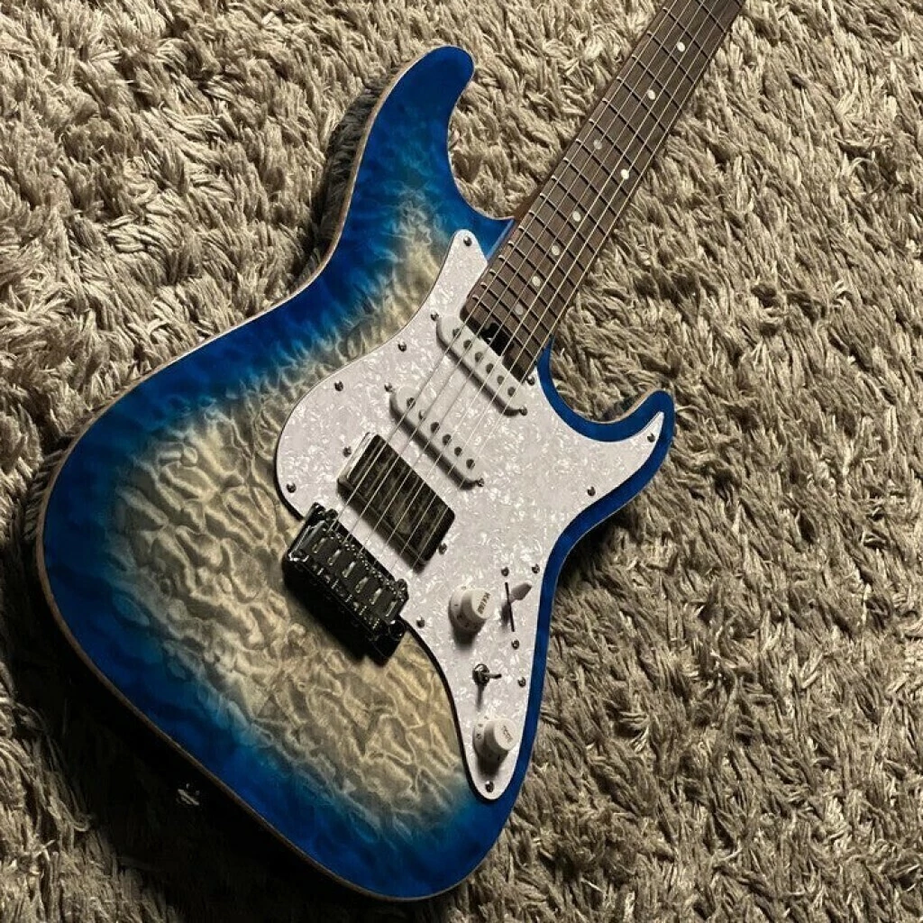 Guitarra Eléctrica Soloking Ms-1 Classic Mkii Flat Top In Iridium Blue Burst With 5A Quilt Top Nafiri Special Run