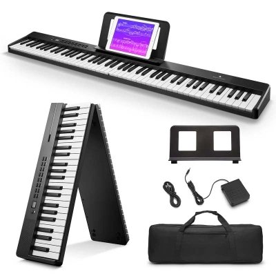 PIANO DIGITAL PLEGABLE DONNER DP10 TECLAS SEMIPESADAS-DURACION BATERIA 10HS-BLUETOOTH-USBC-FUNDA