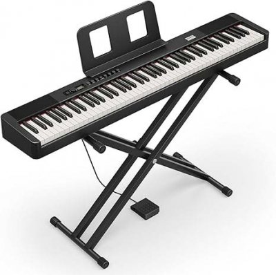PIANO ELECTRICO DONNER DEP20-SOPORTE TIJERA-POLIFONIA 128-185 VOCES-116 RITMOS-PEDAL SUSTAIN-NEGRO