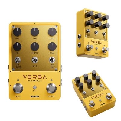 PEDAL DE EFECTO DONNER VERSA YELLOW FALL 2-DELAY Y REVERB-MODO TAP Y TEMPO