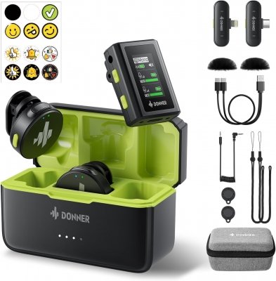 MICROFONO DE SOLAPA INALAMBRICO DONNER VPM20 COMBO IPHONE IPAD ANDROID-ESTUCHE DE CARGA EC6967