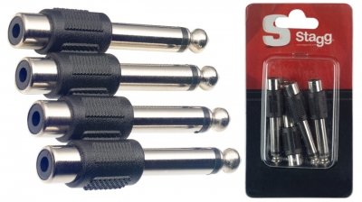 ADAPTADOR STAGG RCA HEMBRA A PLUG - BLISTER X 4 UNIDADES