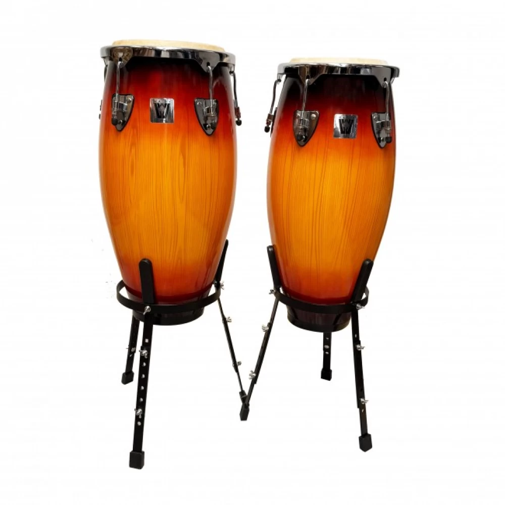 Par De Congas De 10 Y 11 Pulgadas Sunburst Con Soporte Wotan Brokk-1011-Sb