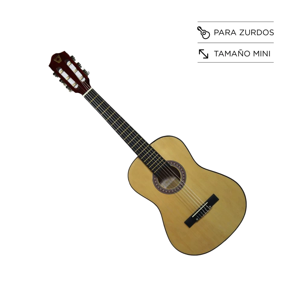 Guitarra Mini Con Cuerdas De Nylon Para Zurdos Con Funda Wotan Dag-Mini-Lh