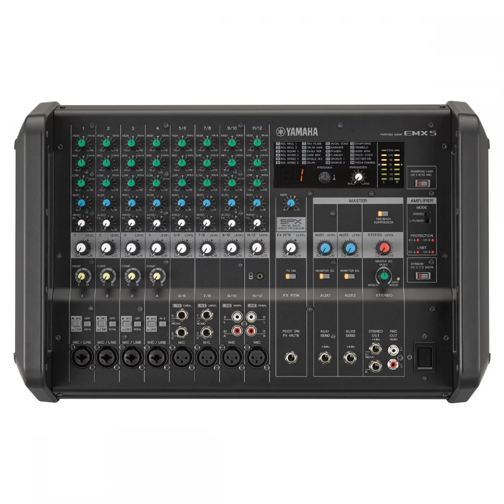 Mixer Mezclador Potenciado De Con Efectos Y 630 Watts Yamaha Emx5