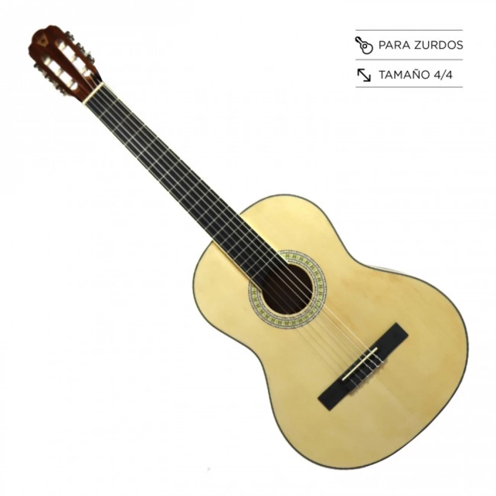 Guitarra Clásica Con Cuerdas De Nylon Natural Para Zurdos 4/4 Con Funda Wotan Geri-Senior-Lh