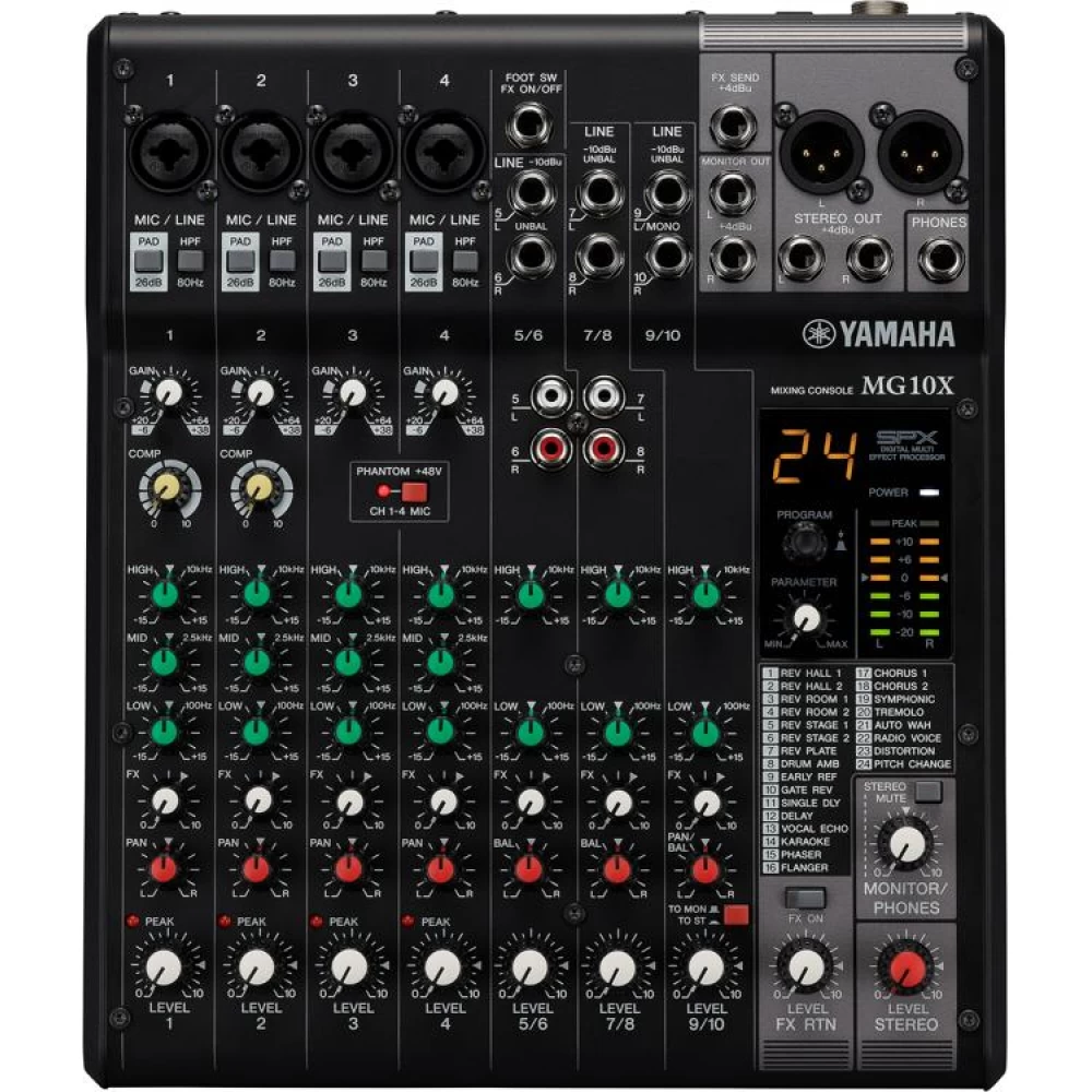 Consola Mixer Analógico De 10 Canales Con Efectos Yamaha Mg10Xcv