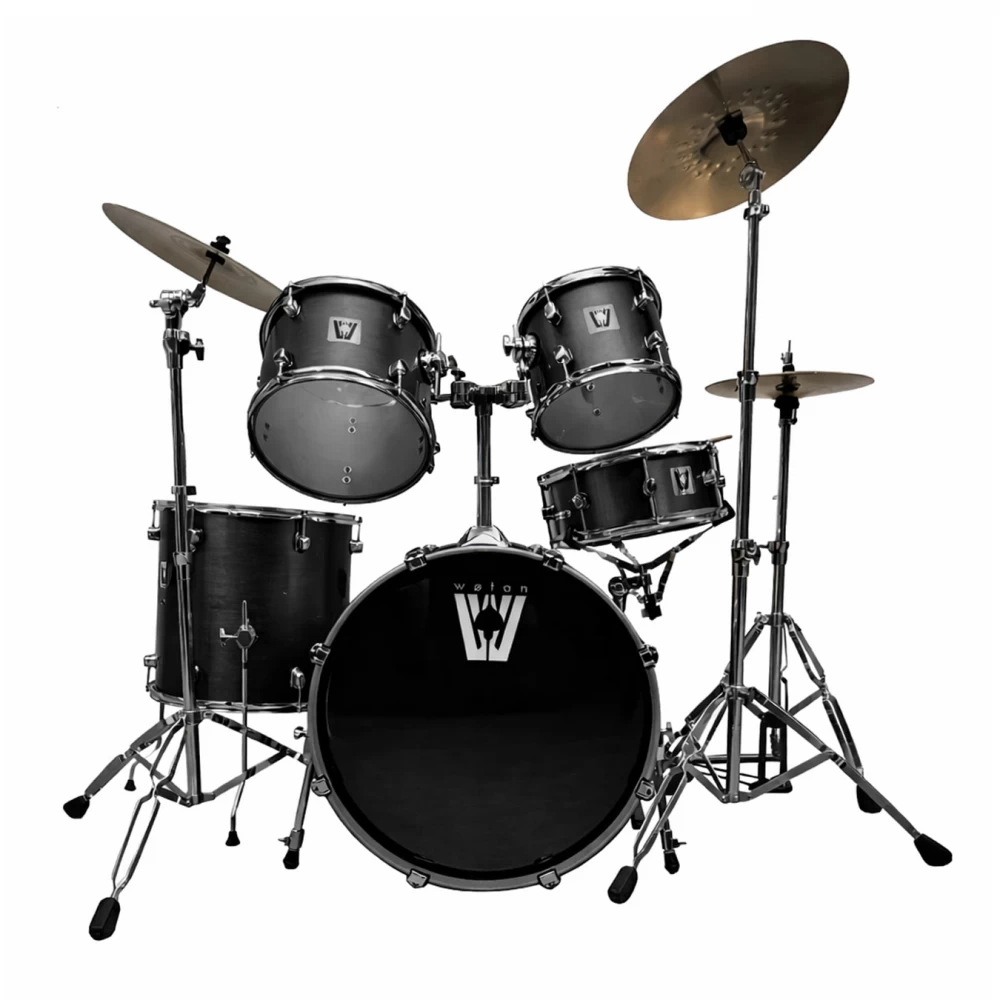 Batería Acústica De 5 Cuerpos Color Negro Brushed Holográfico Wotan Vord-6K-Bb