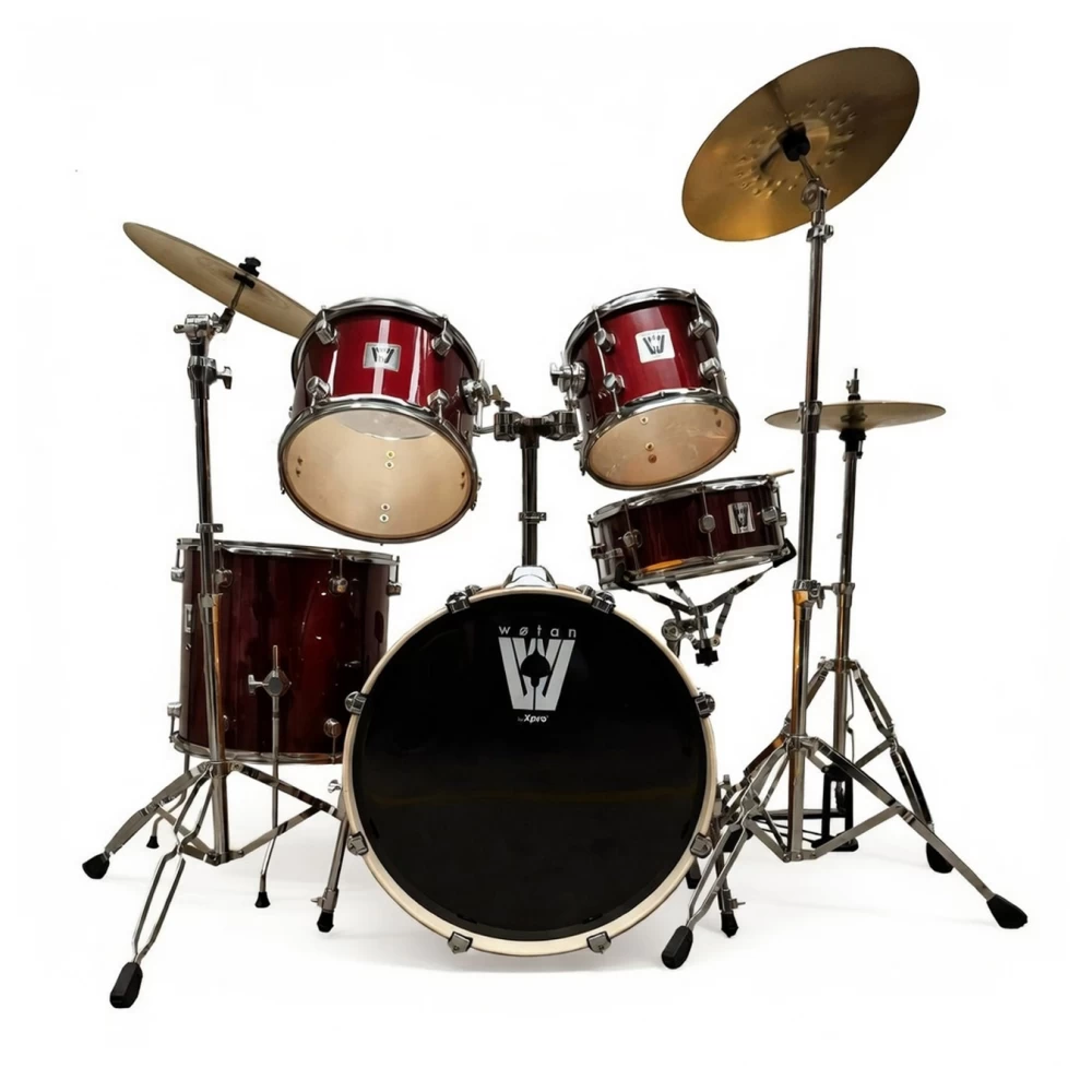 Batería Acústica De 5 Cuerpos Color Rojo Holográfico Wotan Vord-6K-Rd