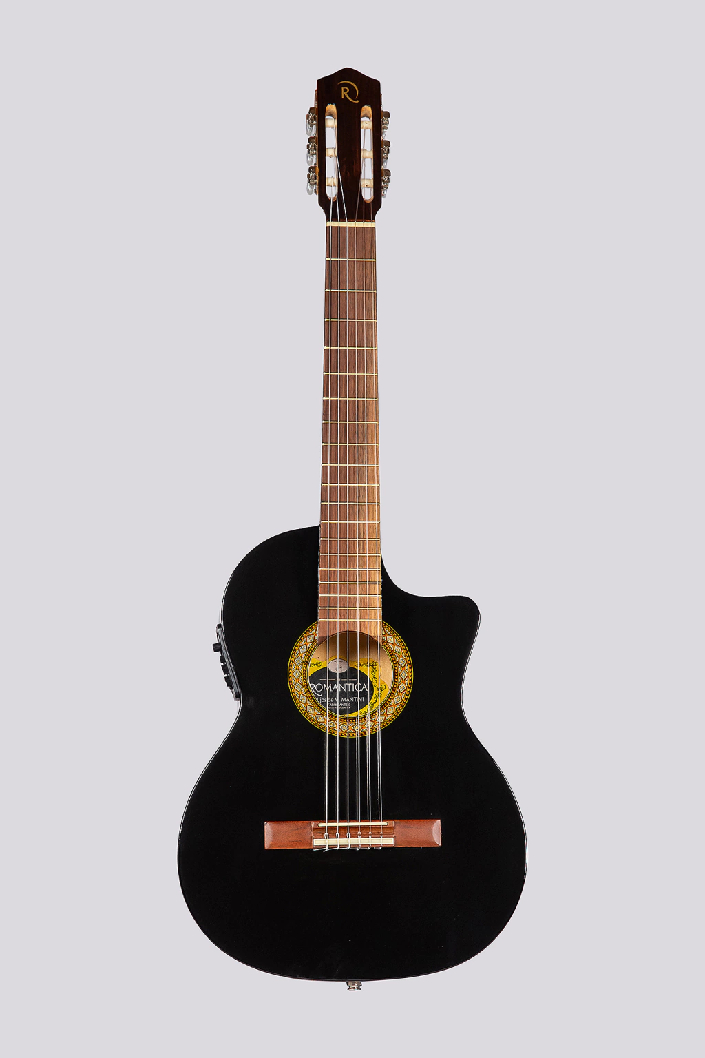 Guitarra Electrocriolla Media Caja Romantica Con Corte J-1 Ebro Con Funda Negra Fishman Isys