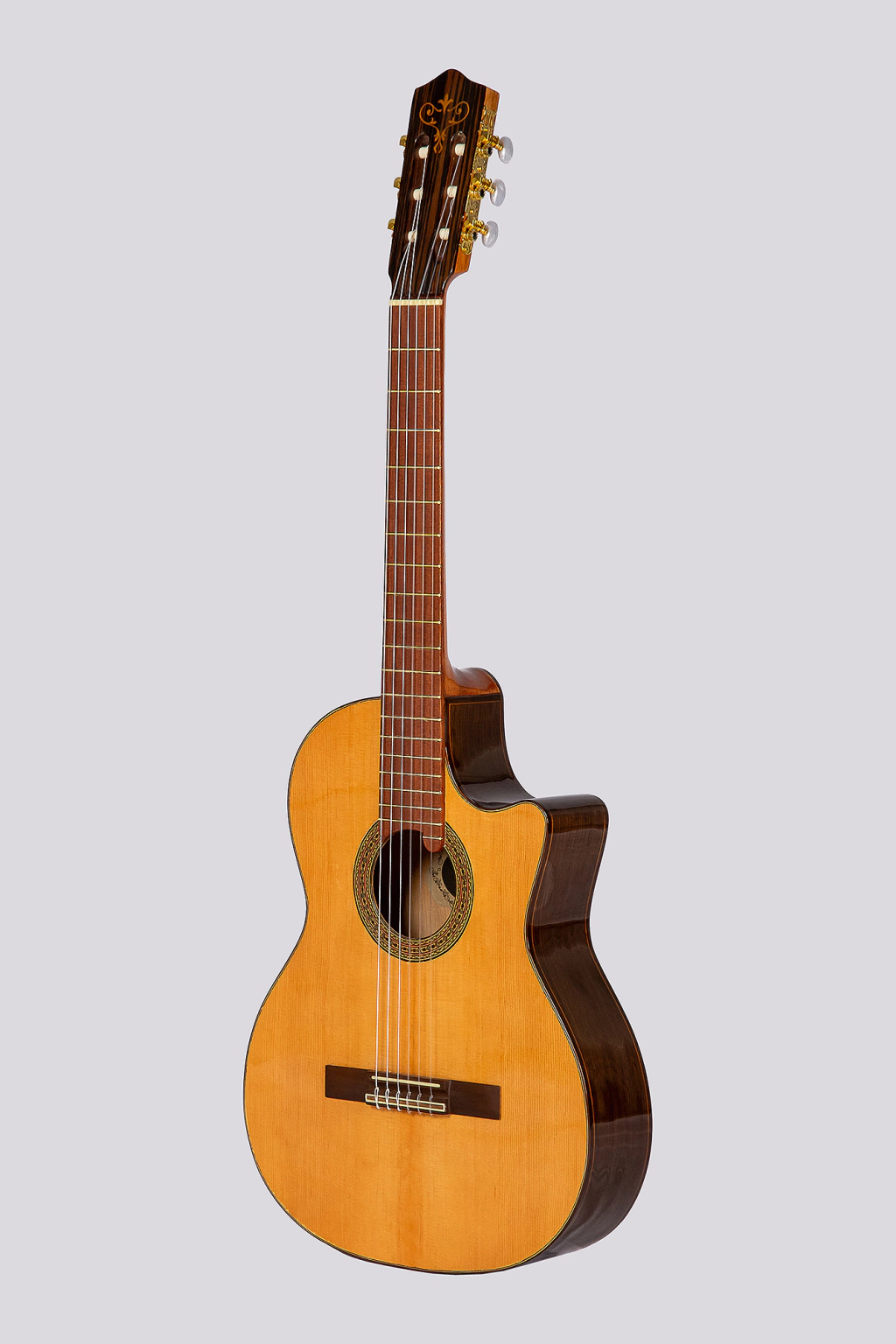 Guitarra Electrocriolla Romantica Profesional N-Luxe Con Funda Natural Fishman Isys