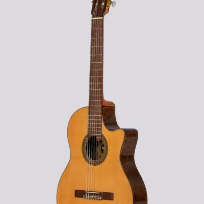 Guitarra Romantica Electrocriolla Media Caja Profesional J-2 Ebro Con Funda Natural Fishman Isys