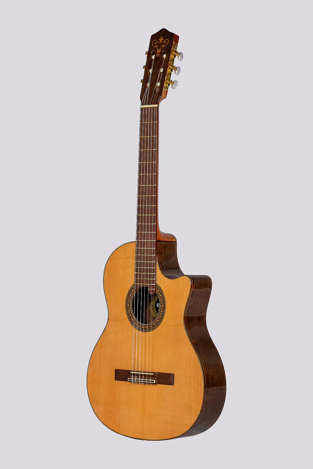 Guitarra Romantica Electrocriolla Media Caja Profesional J-2 Ebro Con Funda Natural Fishman Isys