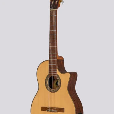 Guitarra Romantica Electrocriolla Media Caja Profesional J-2 Ebro Con Funda Natural Mate Fishman Isys