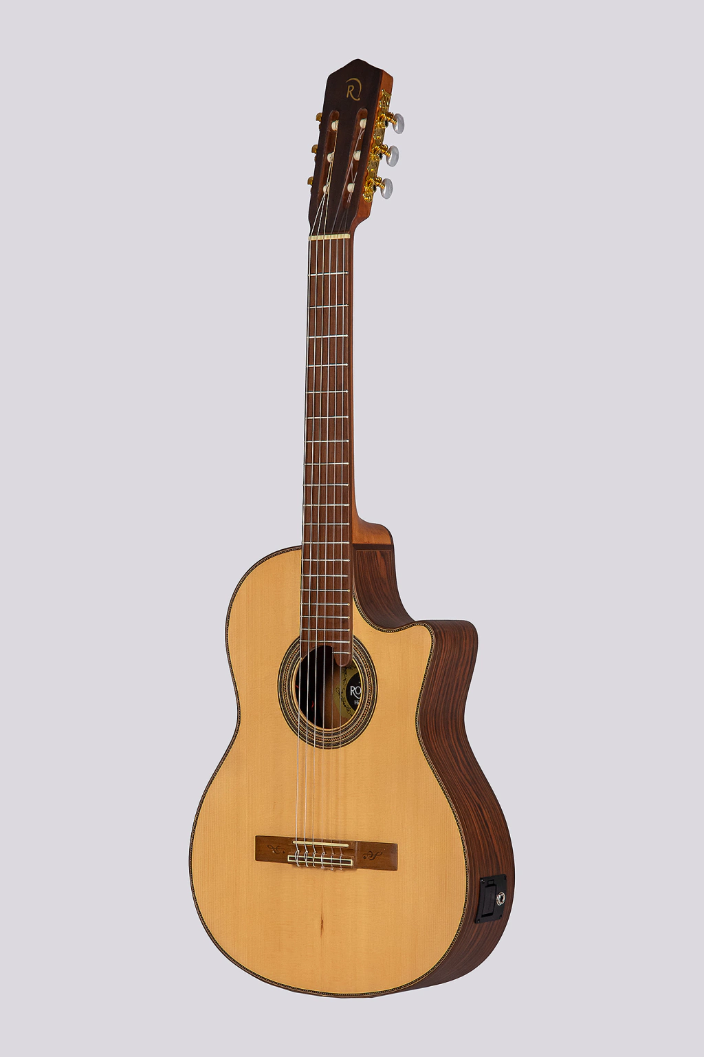 Guitarra Romantica Electrocriolla Media Caja Profesional J-2 Ebro Con Funda Natural Mate Fishman Isys