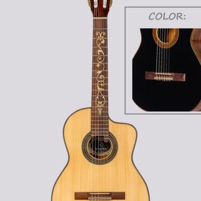 Guitarra Electrocriolla Profesional Con Corte Luthier Mantini Premium Cutaway Negra Fishman Isys Romantica