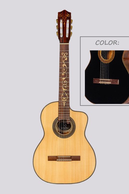Guitarra Electrocriolla Profesional Con Corte Luthier Mantini Premium Cutaway Negra Fishman Isys Romantica
