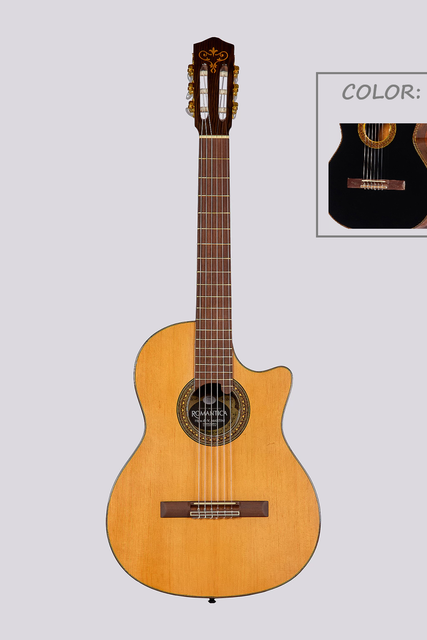 Guitarra Romantica Electrocriolla Media Caja Profesional J-2 Ebro Con Funda Natural Negra Fishman Prefix Plus T