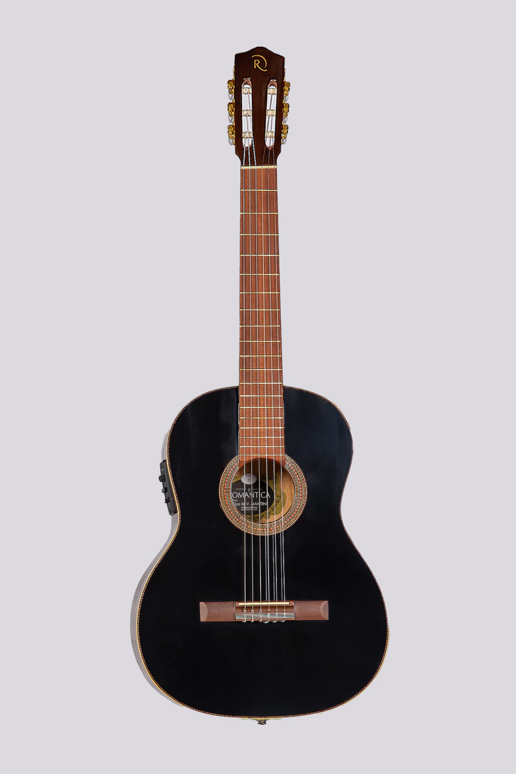 Guitarra Electrocriolla Romantica D De Medio Concierto Con Funda Negra Mate Zurdos Fishman Isys